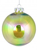 4x 10cm Clear Green Iridescent Soap Bubble Look Christmas Baubles