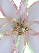 White Organza Poinsettia With Iridescent Christmas Clip Pick - 25cm Wide