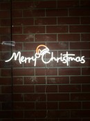 Cool White Merry Christmas With Red Santa Hat Neon Light Silhouette - 76cm