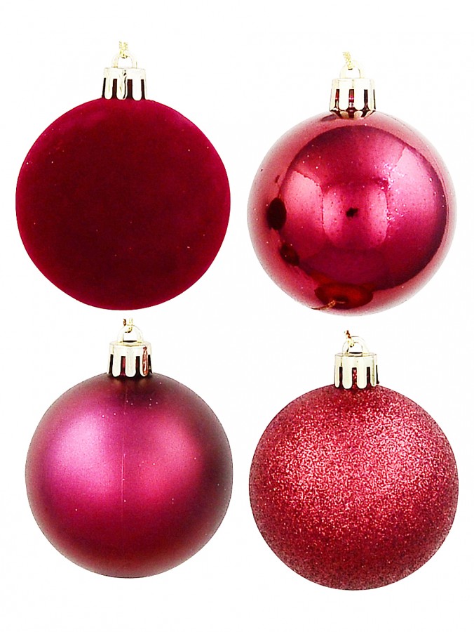 24x Dynamic Apple Red Essential Mixed Texture Bauble Pack | 60mm
