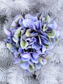 Blue With Green Hydrangea Floret Cluster Christmas Long Stem - 18cm Wide