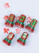 Mini Christmas Themed Self-Inking Red Stampers - 5 Pack