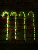 4x 80cm Green & White Candy Canes Garden Path Light Set