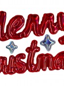40cm Red Merry Christmas Bubble Like Sticker With Silver Stars