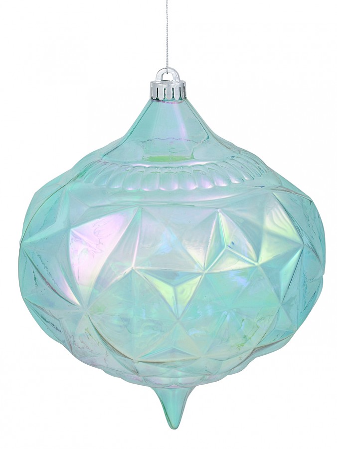 20cm Clear Iridescent Blue Large Display Christmas Onion Bauble