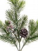 Pine Cone & Berry Frosted Natural Look Pine Christmas Spray - 32cm