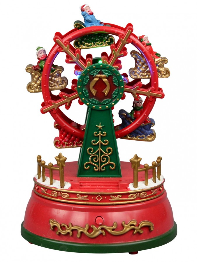 Animated, Illuminated & Musical Christmas Village Ferris Wheel Scene - 19cm  | Ornaments | Buy online from The Christmas Warehouse