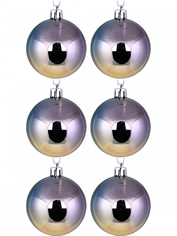 6x 60mm Metallic Rainbow-Like Iridescent Christmas Baubles