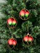 4x Crimson Red Midnight Mercury & Gold Whimsical Signature Baubles | 80mm