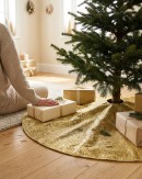 1.2m Metallic Gold Sequin & Glitter Starburst Christmas Tree Skirt