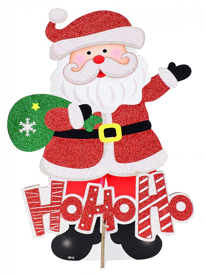 46cm Ho Ho Ho Santa Glittered Freestanding Christmas Sign Decoration