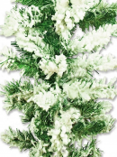Heavily Flocked Antarctic Snow Pine Christmas Garland With 180 Tips - 2.7m