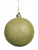 Soft Gold Glitter & Soft Metallic Gold With Gold Glitter Lines Baubles - 4 x 80mm