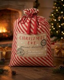 70cm Natural Jute Red Striped Special Delivery Christmas Eve Santa Sack