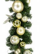 Gold & Champagne Bauble Pre-Decorated Pine Garland - 2.7m
