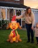 1.3m Cute Sitting Puppy Holding Stocking | LED Outdoor Inflatable