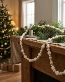 Cream Pearl & Natural Wood Radiant Beaded Garland | 1.8m