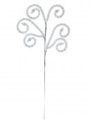 Clear Iridescent Bead Branch & Curl Tip Christmas Spray Long Stem - 25cm Wide