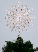 Rose Gold & Silver Glitter Tree Top Starburst With Simulant Decorations - 42cm