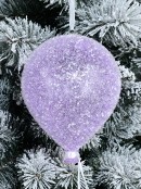 15cm Pastel Purple Sugar Balloon Christmas Bauble With White Ribbon