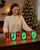 60cm Outdoor HO HO HO Infinity Mirror Red & Green LED Light Display