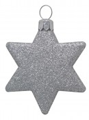 Turquoise, Silver & Blue Glittered Star Decorations- 8 x 65mm