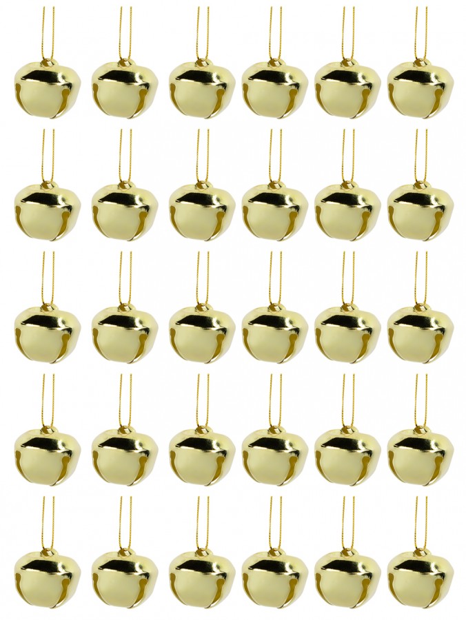 Gold Iron Functioning Bells Hanging Ornament - 30 x 25mm
