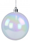 White Matte Christmas Bauble Decorations With Iridescent Tint - 4 x 80mm