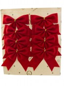 Red Velvet Christmas Bow Decorations - 8 x 80mm