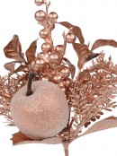 Rose Gold Decorative Apple, Berry & Assorted Decorations Floral Pick - 12cm
