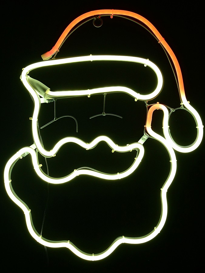 41cm Santa Face With White & Red Neon Flex Light Display