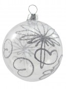 Clear Baubles With Assorted Glittered Pattern - 9 x 60mm