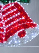 Red, Green & White Tinsel Bells With Cool White LED Rope Light Motif - 1.1m