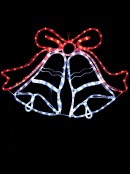 Cool White Double Bell With Red Ribbon LED Rope Light Silhouette - 74cm