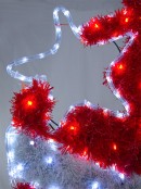 Red & White Tinsel Bauble With Cool White LED Rope Light Silhouette - 70cm