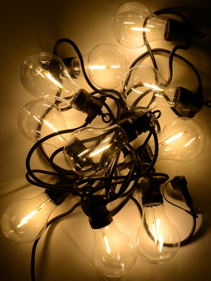 10 Warm White A60 With Filament Bulb Connectable Festoon Party Lights - 5m