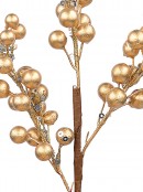Bronze Berry With Glitter & Sequins Decorative Christmas Spray Pick - 33cm