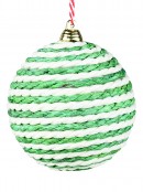4x 80mm Natural, Red & Green Paper Rope Cord Christmas Baubles