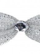 Silver Mesh Bowtie With Diamante Knot Christmas Decorations - 3 x 11cm