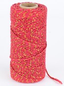 Assorted 70m Red, Green Or White Twine Rope With Gold Tinsel Flecks 