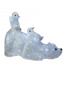 LED Acrylic Polar Bear With Two Penguins Ornament - 45cm