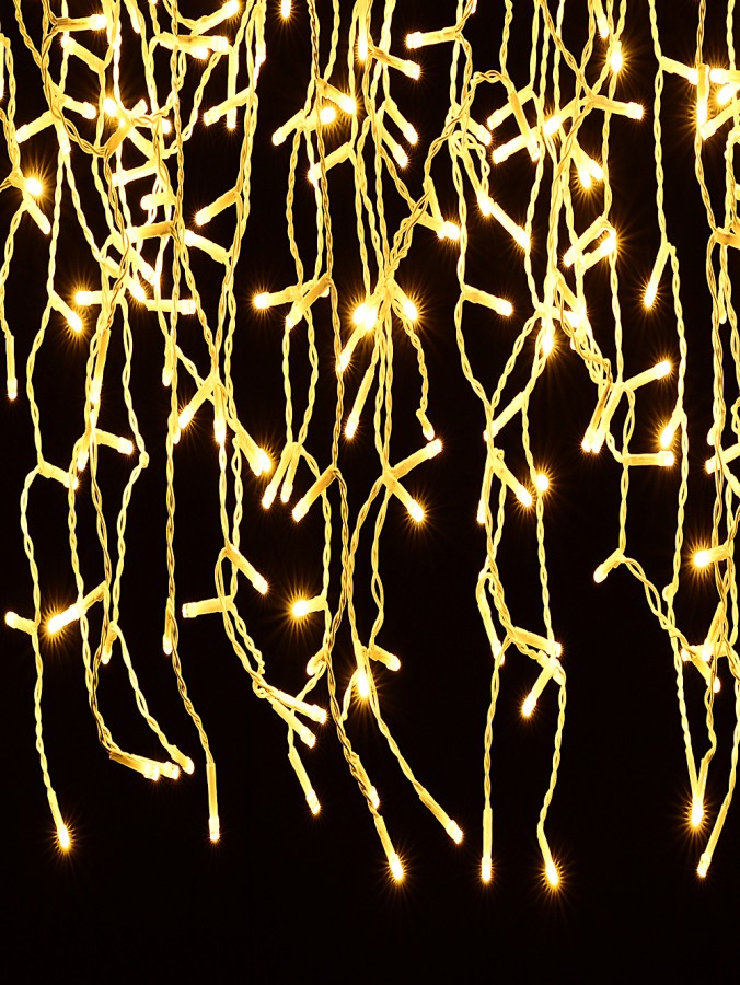 340 Warm White LED Icicle String Lights 8 Function With Timer | 10m