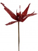 Red Sequin & Filigree Flower Decorative Pick - 27cm
