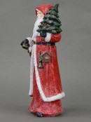 Traditional Santa Christmas Ornament Standing With Bell, Bag & Tree - 30cm