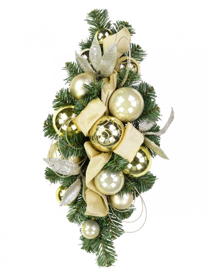 Gold & Champagne Bauble Pre-Decorated Pine Centrepiece - 60cm