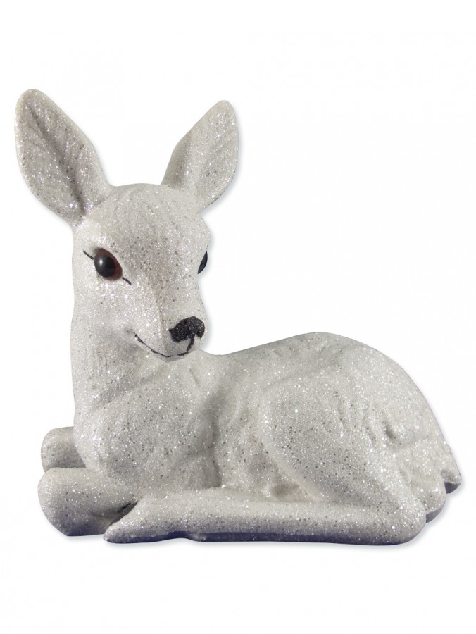 Sitting Glittered Baby Deer Ornament - 24cm