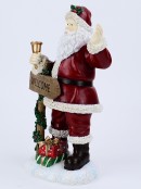 Classic Santa & Welcome Signpost Decorative Resin Statue Ornament - 34cm