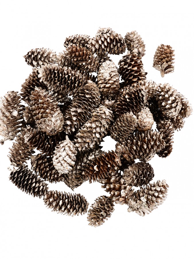 Decorative Gold & Champagne Glittered Natural Christmas Pine Cones - 100g