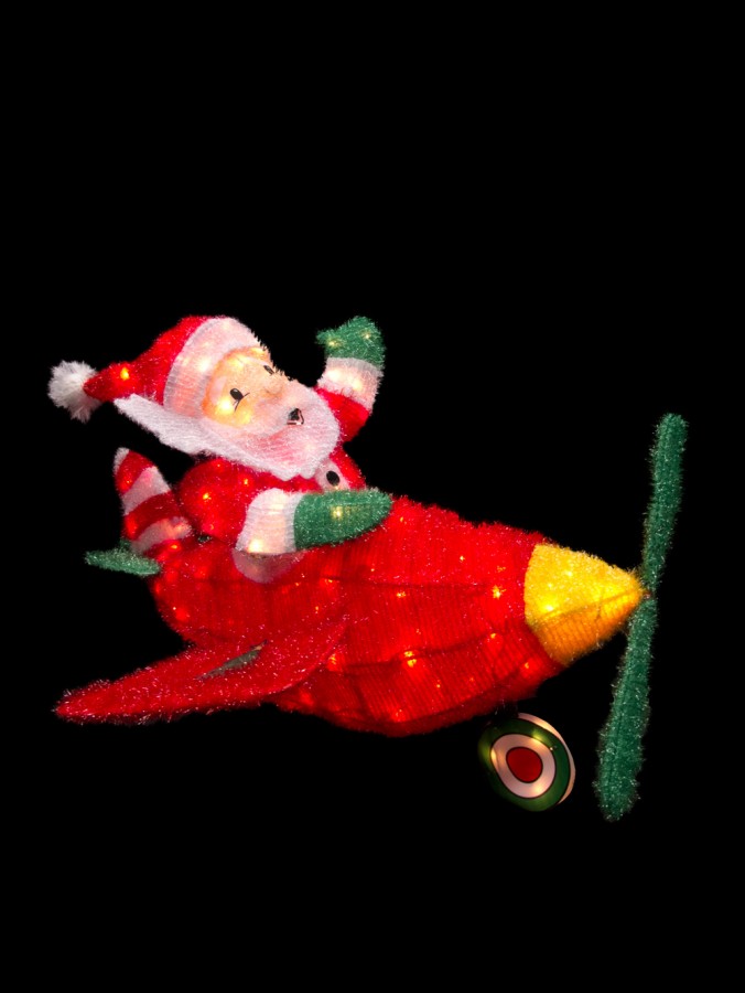 Incandescent Tinsel Fabric Santa In Monoplane Light Displays - 82cm