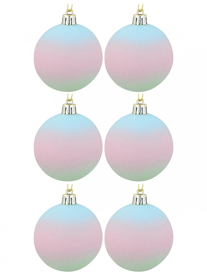 6x Cotton Candy Sugared Ombre Whimsical Essential Ball Baubles | 60mm